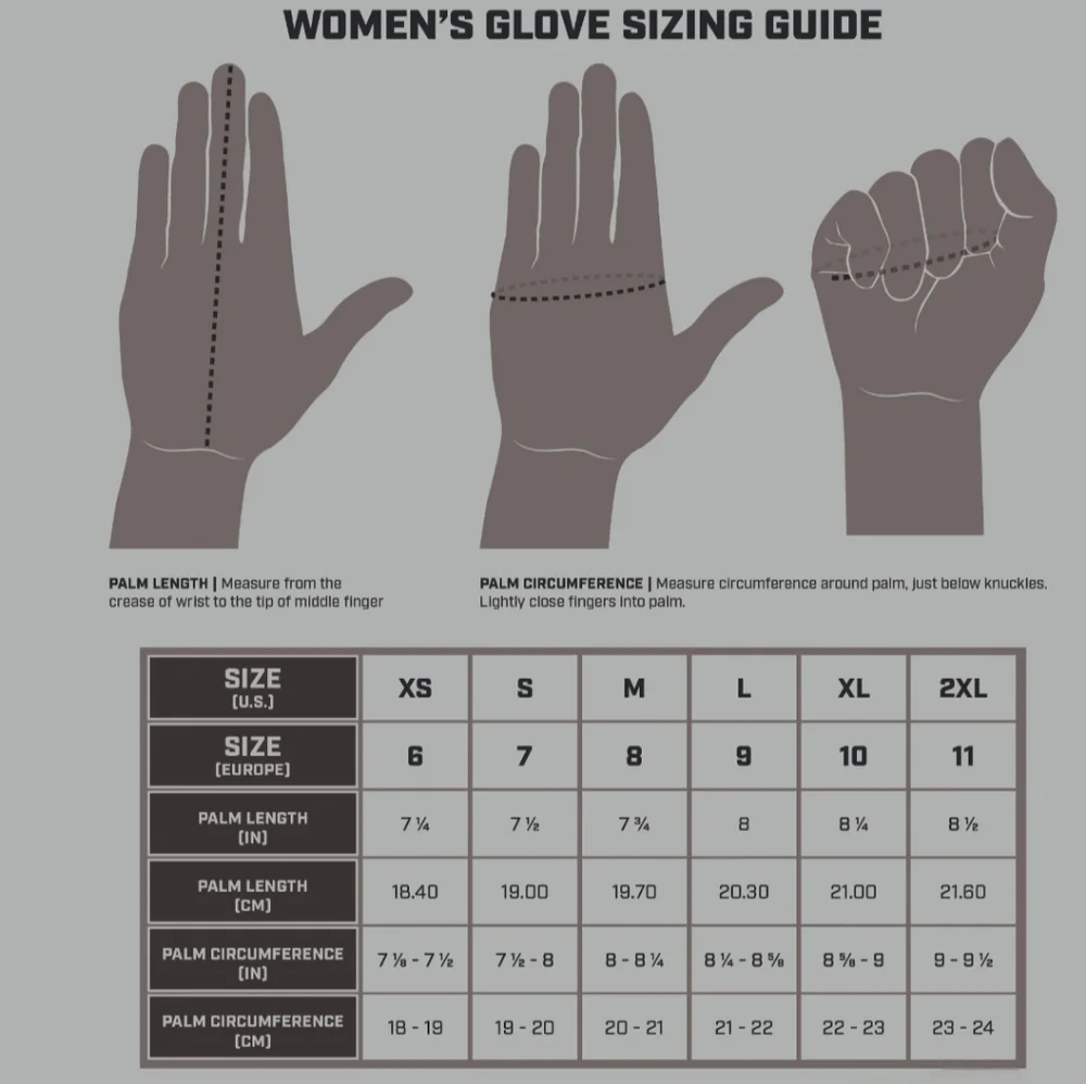 WOMENS GLOVE SIZING GUIDE